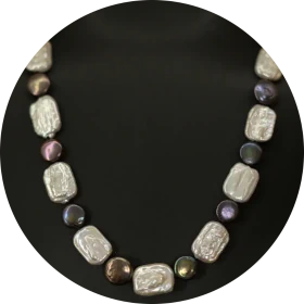 Perlenkette «Coin & Rechteck»
